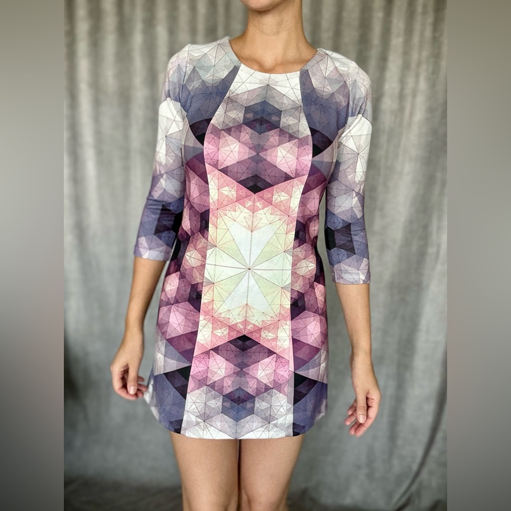 Bar III Geometric Print Midi Dress, Women’s XS Small, Polyester